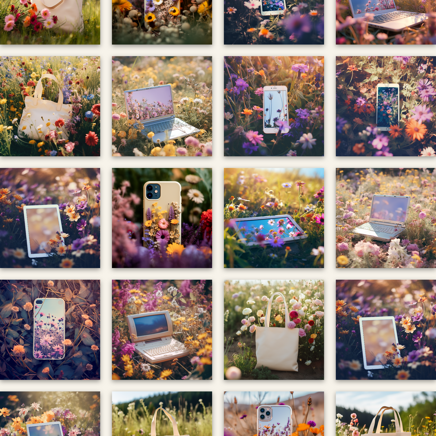 AI Floral Mockup Stock Collection