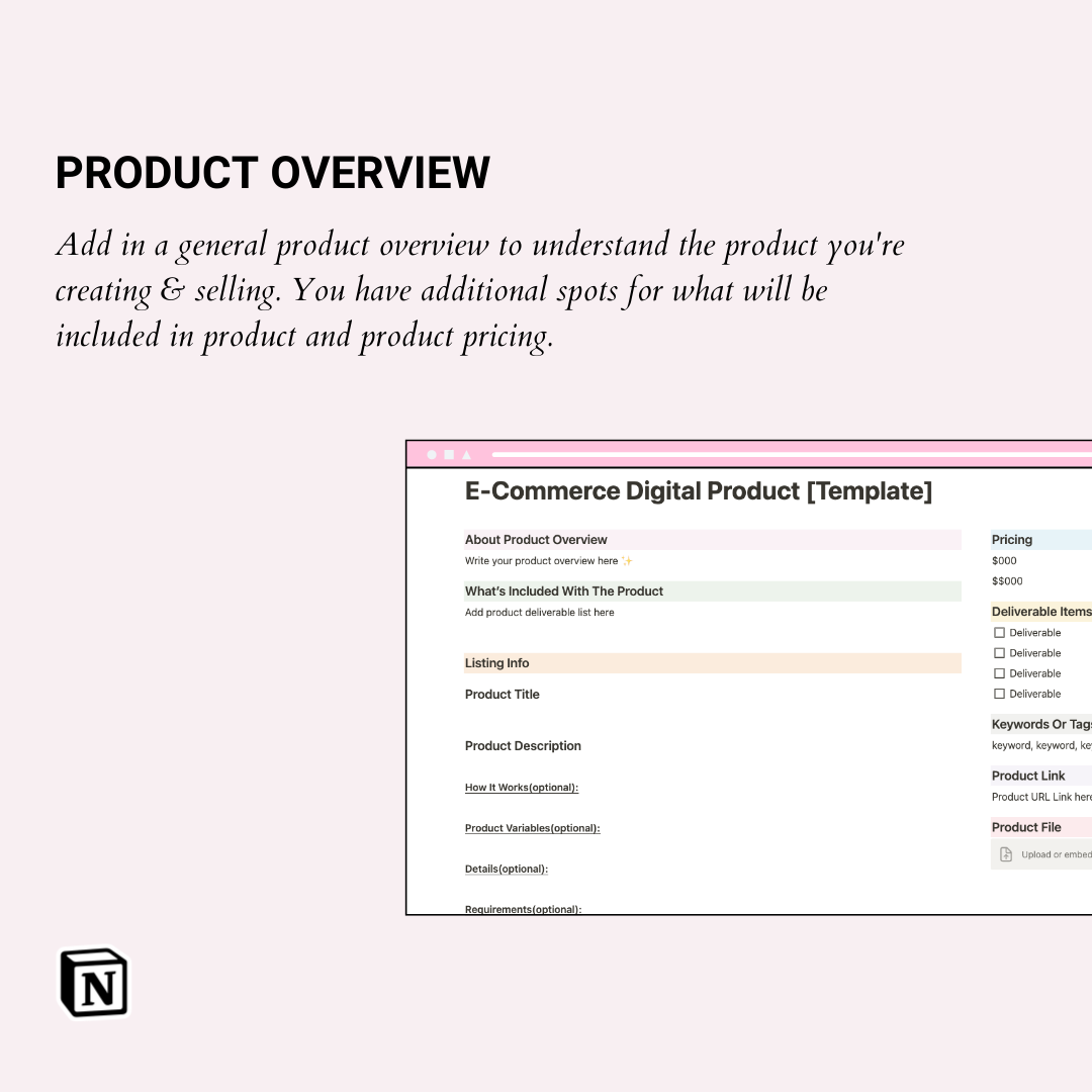 E-Commerce Digital Product Notion Template
